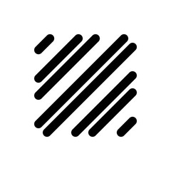 Illustration of diagonal black lines with rounded ends on a white background creating a pattern design