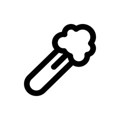 Illustration of a black outline of a cotton swab or applicator with a rounded rectangular handle shape