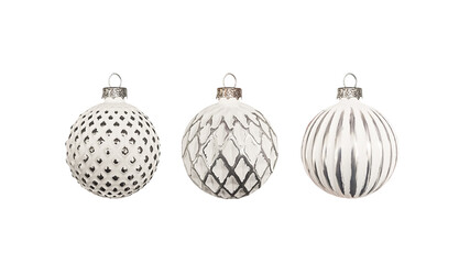 Silver and white Christmas balls for banner decoration