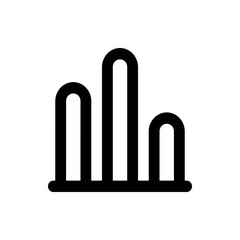 Illustration of three vertical rounded bars connected by a horizontal bar at the bottom in black color