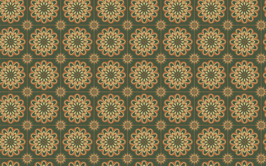 Decorative Seamless Pattern flowers green and orange color, vintage seamless pattern, seamless pattern with floral pattern.