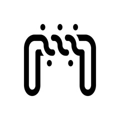 Illustration of a stylized black icon featuring rounded rectangles with wavy lines and circular dots above