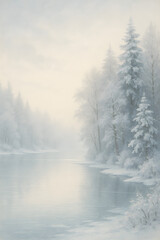 Fototapeta premium Snowy frozen river landscape