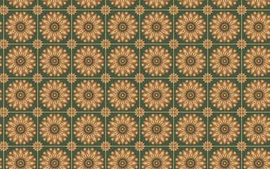Decorative Seamless Pattern flowers green and orange color, vintage seamless pattern, seamless pattern with floral pattern.