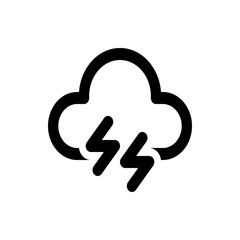 Illustration of a black cloud with two lightning bolts coming from it in a simple vector design style