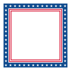 Patriotic Stars and Stripes Square Frame. American Flag Border with Stars and Stripes.
