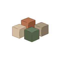 Fototapeta premium Basic cubes illustration, flat design, natural colors, isolated on white background 