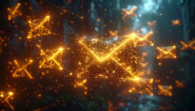 Digital envelope in a glowing forest