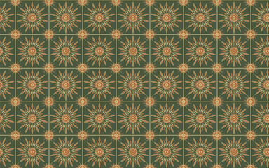 Decorative Seamless Pattern flowers green and orange color, vintage seamless pattern, seamless pattern with floral pattern.