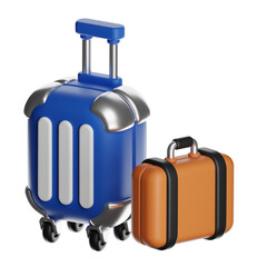 Travel luggage and suitcase with transparent background