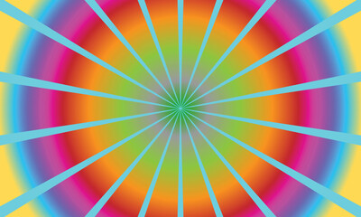 Radiant explosion of neon beams bursting from vibrant colorful center