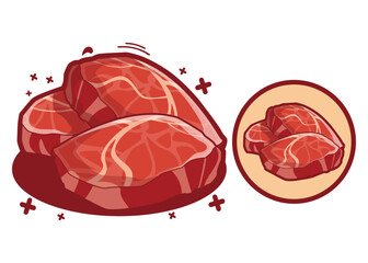 Fresh Raw Meat Slice Cartoon Vector Illustration