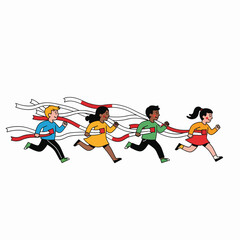 Fototapeta premium Children Racing Towards the Finish Line with Determination and Speed