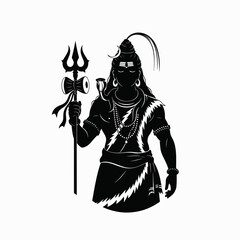 Obraz premium Illustrative Silhouette of Lord Shiva Holding Trident and Damaru