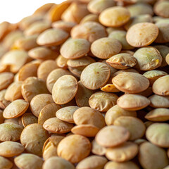 Obraz premium Close-up view of many light beige lentils