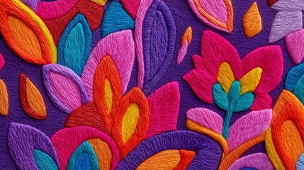 Textured Embroidery background fully covered with abstract floral pattern 