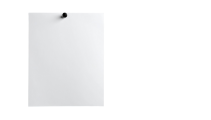 Blank white sheet of paper pinned to a surface
