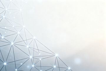 Abstract geometric network pattern with interconnected nodes and lines on a soft gradient background