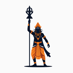 Fototapeta premium Hindu Deity Depiction Holding a Divine Weapon in Traditional Attire