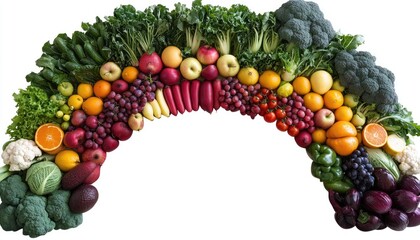 Colorful rainbow arch of fresh produce