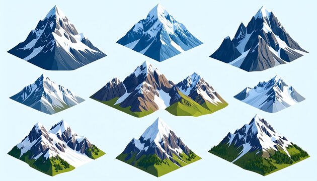 Isometric mountain range collection (1)