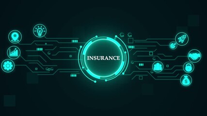  Insurance concept, connection, communication, Background Animation 4K. Business, Technology, Internet and network concept. - Powered by Adobe