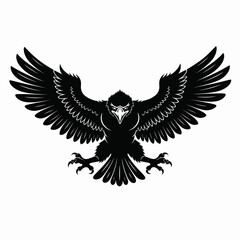 Naklejka premium Powerful Black Eagle Spreading Its Wings Wide In Predatory Stance