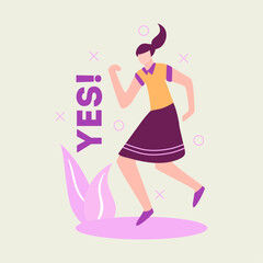 Excited Woman Jumping for Joy with Positive Expression