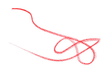 Hand drawn red pencil lines, circles, stripes and squiggly lines on transparent background.
