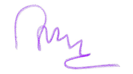 Hand drawn purple pencil lines, circles, stripes and squiggly lines on transparent background.