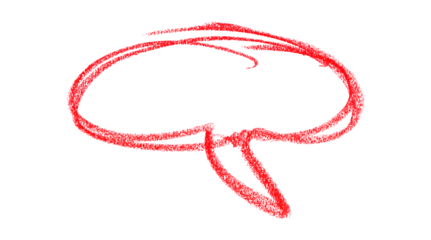 Hand drawn red pencil lines, circles, stripes and squiggly lines on transparent background.