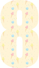 Festive numbers for birthdays. From 0 to 9. Vector illustration for cards, prints, and banners.