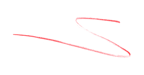 Hand drawn red pencil lines, circles, stripes and squiggly lines on transparent background.