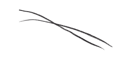 Hand drawn black pencil lines, circles, stripes and squiggly lines on transparent background.