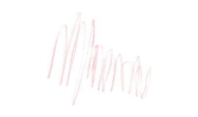 Hand drawn pink pencil lines, circles, stripes and squiggly lines on transparent background.