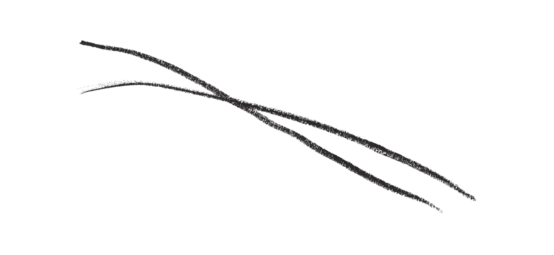 Hand drawn black pencil lines, circles, stripes and squiggly lines on transparent background.