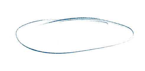 Hand drawn blue pencil lines, circles, stripes and squiggly lines on transparent background.