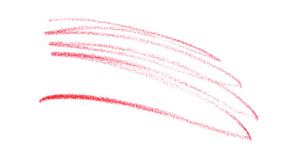Hand drawn red pencil lines, circles, stripes and squiggly lines on transparent background.