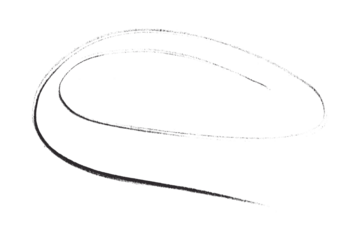 Hand drawn black pencil lines, circles, stripes and squiggly lines on transparent background.