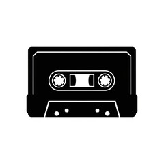 Obraz premium Black cassette tape silhouette isolated on white background