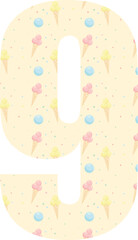 Festive numbers for birthdays. From 0 to 9. Vector illustration for cards, prints, and banners.