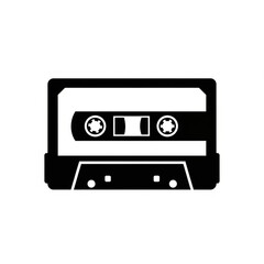 Obraz premium Retro cassette tape silhouette isolated on white background