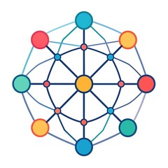 Vibrant Network: Abstract Colorful Circular Node Connection Graphic