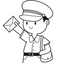 Postman holding a letter outline