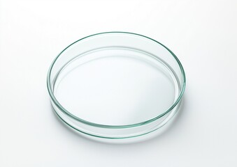 Glass petri dish isolated on white background showcasing scientific laboratory research equipment and sterile medical experiment concept