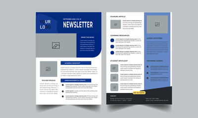 A4 Modern Blue Yellow Education Newsletter