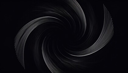 spiraling silver lines on black background, abstract swirling motion, geometric pattern, minimalistic vortex design, dark spiral texture
