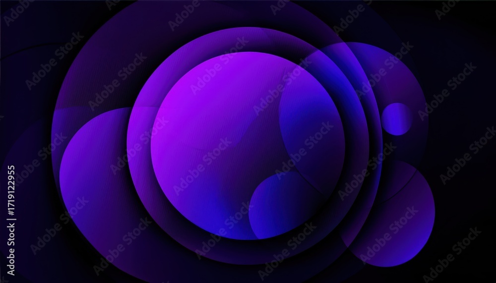 Wall mural abstract purple and blue glowing orbs overlapping in smooth circular patterns with soft gradients an
