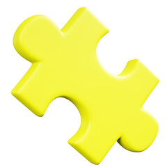 Obraz premium Glossy Yellow 3D Rendered Puzzle Piece Illustration Solution Concept
