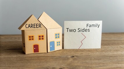 Career and Family Balance Concept with Paper Houses Display